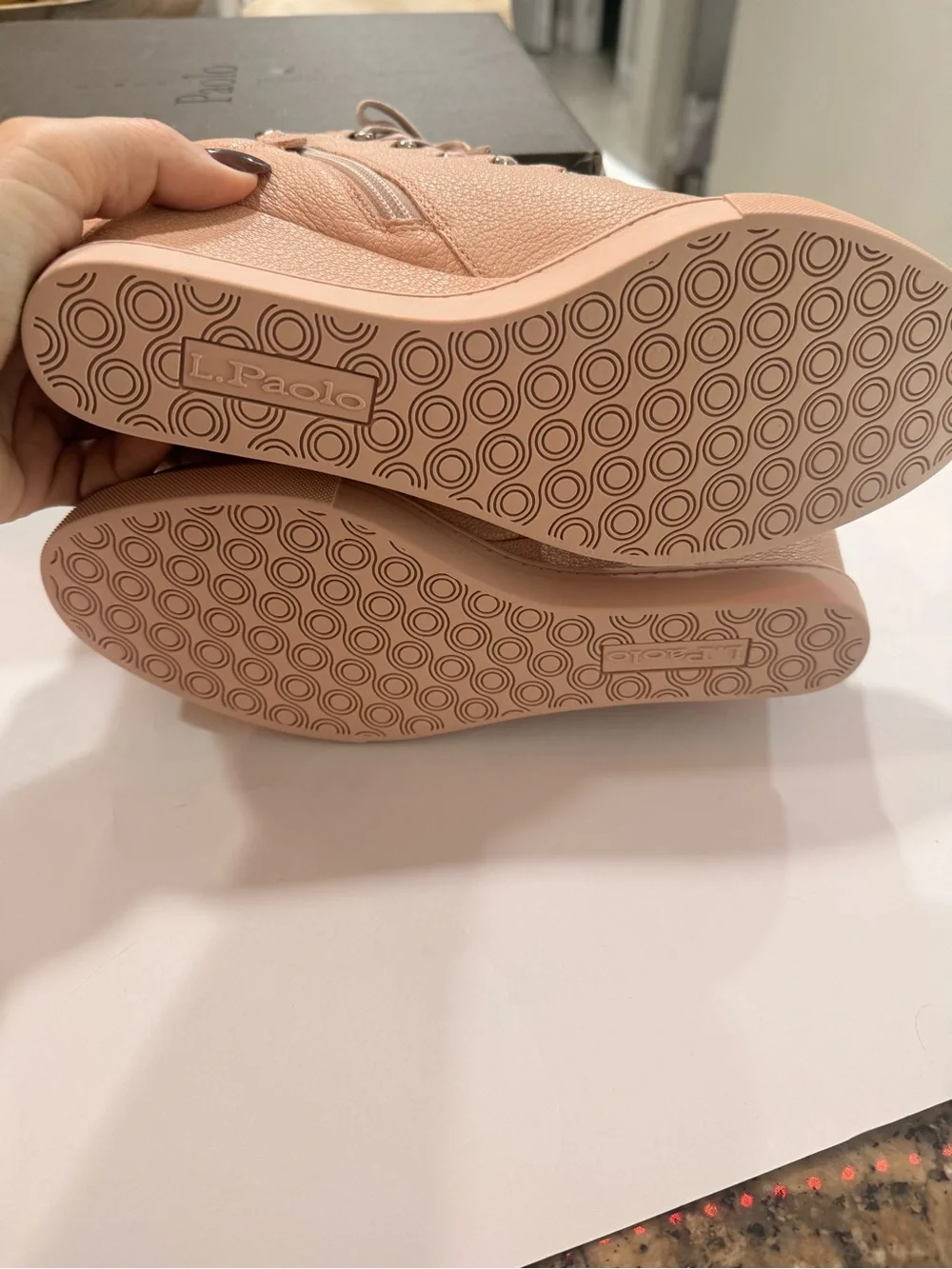 Paolo Blush Pink Wedge High-Top Sneakers